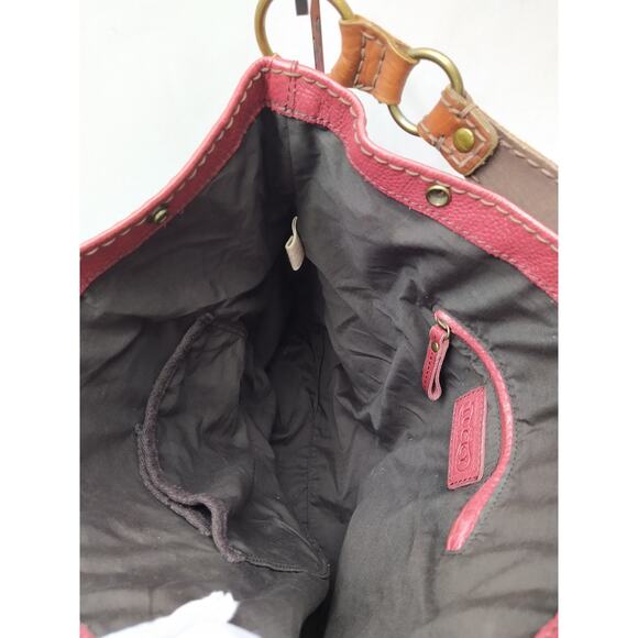 Lucky Brand Red Pebbled Leather Hobo Shoulder Bag - Picture 14 of 16